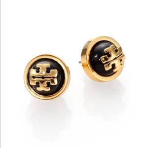 Women's Black Melodie Cabochon Logo Stud Earrings